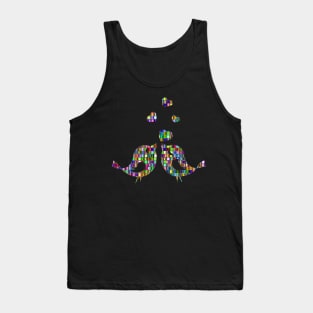 Cute Heart Rainbow Colored Love Birds Tank Top